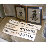 A pair of military cartoon prints together with th