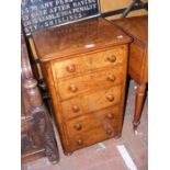 A Victorian walnut five drawer narrow chest - 76cm