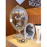 A French style oval dressing mirror, together with