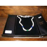 A new cultured pearl necklace with lapis lazuli, m