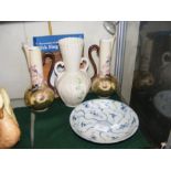 A Belleek vase, Tek Sing bowl