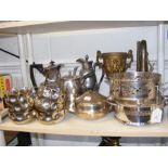 Assorted silver plate and other metal ware, includ