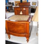 An oak pot cupboard and mahogany commode