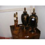 A pair of decorative vintage table lamps - 48cms h