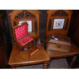 A Victorian walnut ladies vanity box with cut glas