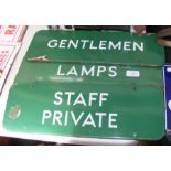 Three vintage enamel railway signs and one other