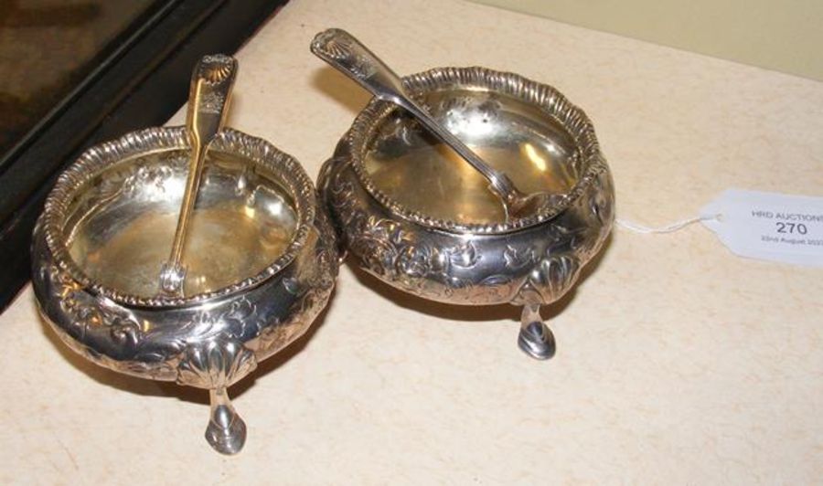 A pair of silver salts with London hallmarks