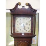 A 30 hour antique oak cased Grandfather clock with painted dial by W. Wells