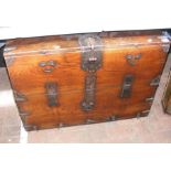 An antique Korean marriage chest with decorative m