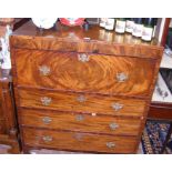 A 19th century secretaire chest with brass drop ha