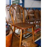 Six CC41 early Ercol stick back chairs