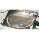 A solid silver two handled serving tray - 46cms wi