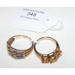 Two 9ct gold ladies dress rings