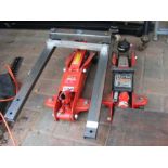 A MVP Superline heavy duty floor jack and one othe