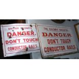 A vintage enamel railway sign and one other