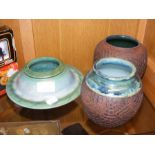 Three studio pottery vases