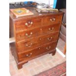 An antique chest of two short and three long drawe