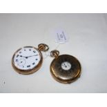 A half hunter pocket watch, together with one othe