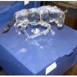 A Swarovski crystal Bison - 27cm long - with Certi