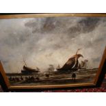 An antique oil on canvas - Impressionist's scene o
