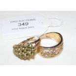 Two 9ct gold ladies dress rings