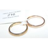 Two gold wedding bands - 9ct