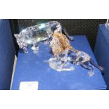 Boxed Swarovski crystal Lion and Lioness