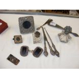 Silver handled button hooks, etc.