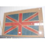 An old mounted Union Jack in perspex case - 55cm x