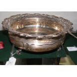 A large George IV, 1916 silver bowl on scroll foot