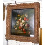 An antique oil on board of still life - possibly F