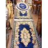 Three blue ground Chinese style rugs
