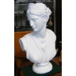 A 50cm high plaster bust of classical figure