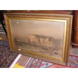 A large antique picture of Isle of Wight coastal s