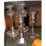 A pair of 24cm high silver plated candlesticks, to