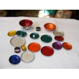A box of enamel bowls and dishes