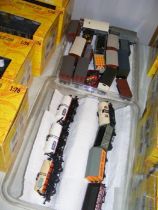 Two trays of 00 gauge rolling stock