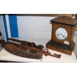 A Victorian two train mantel clock, together with