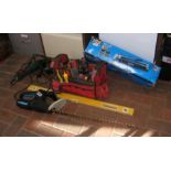 Assorted hand and power tools including a flex san