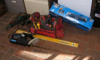 Assorted hand and power tools including a flex san