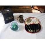 A silver vesta case, cased teaspoons etc.