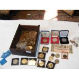 A box of collectable coins, including crowns