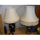 Two table lamps of varying shape and size