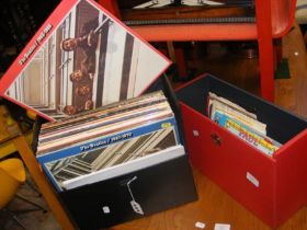 A quantity of vinyl records, including The Beatles