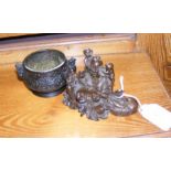 A small bronze buddha together with a small two ha