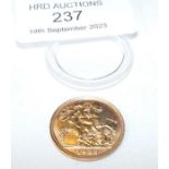 A 1982 gold half sovereign coin