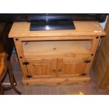 An oak media cabinet - width 85cm