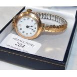 A 9ct gold ladies wrist watch