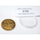 A 1982 gold half sovereign coin