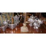 A decorative three piece silver plated tea set, to